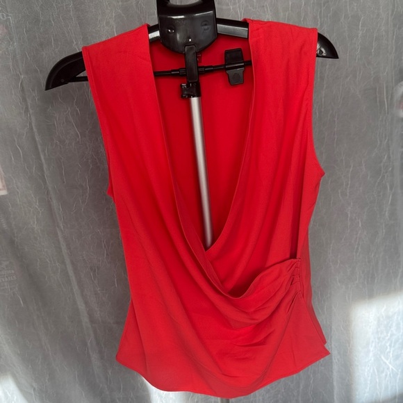 Guess Vibrant Red Sleeveless Drape Blouse - Picture 1 of 5